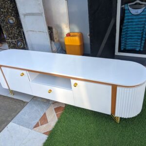 Tv Showcase white and gold